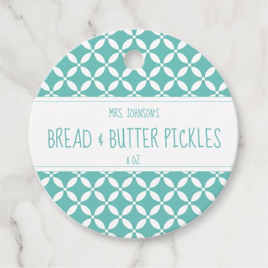 軽モダンティール（緑がかった色）&ホワイトフードラベルラベル フェイバータグ (正面)