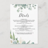 軽モダン気な緑のユーカリ結婚ー葉 エンクロージャーカード (正面)