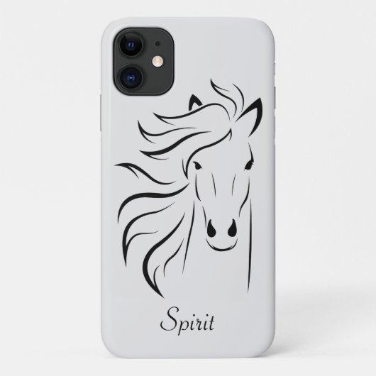 軽モダン灰色の馬シルエットイメージアート Case-Mate iPhoneケース (裏面)