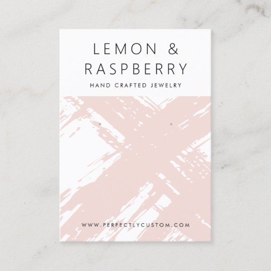 軽モダン赤面ピンクブラシストロークイヤリングカード 名刺 (正面)