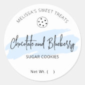 軽モダン青の水の色のCookieパッケージ ラウンドシール (正面)