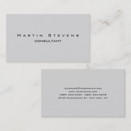 軽ユニークモダン灰色ミニマル平絹 名刺 (正面/裏面)