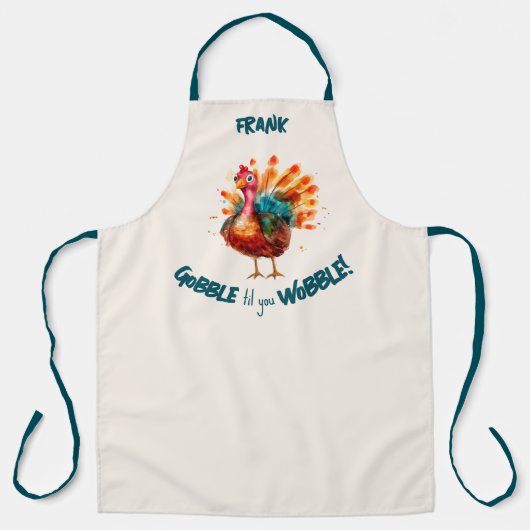 軽予測できな桃の水の色トルコ感謝祭 エプロン (正面)