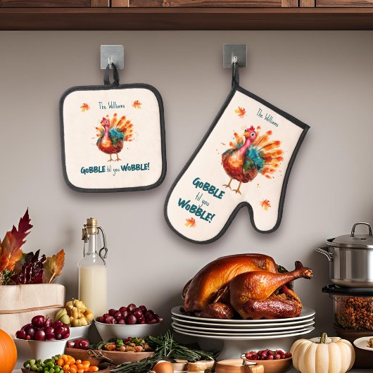 軽予測できな桃の水の色トルコ感謝祭 鍋つかみ&鍋敷きセット