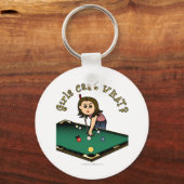 軽女子ビリヤード選手 キーホルダー (正面)