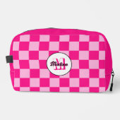 軽市松模様に熱ピンク幾何学的レトロモノグラム ドップキット (正面)