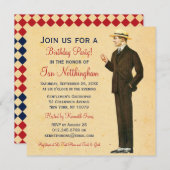 軽快な紳士のバースデーパーティ招待状 招待状 (正面/裏面)