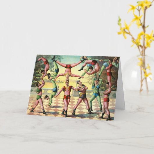 軽業を行う13人 カード (黄色い花)