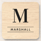 軽素朴天然木材カスタムモノグラムイニシャル コースター (正面)