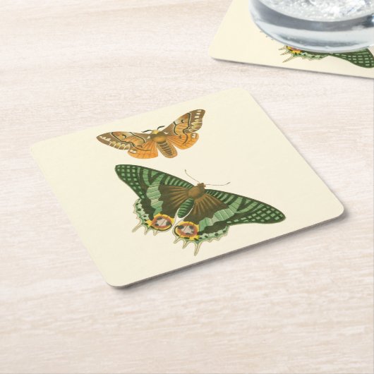 軽縁ど蝶絵画の スクエアペーパーコースター (アングル)