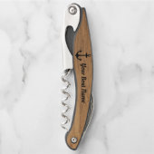 軽航海の木目パーソナライズされた船の名前 ソムリエナイフ (正面)