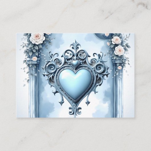 軽華美い青いアーチ形のフローラ。 エンクロージャーカード (裏面)