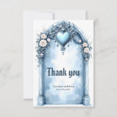 軽華美い青いアーチ形のフローラ。 サンキューカード (正面)