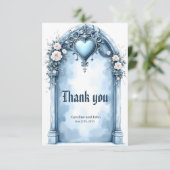 軽華美い青いアーチ形のフローラ。 サンキューカード (スタンド正面)