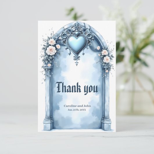 軽華美い青いアーチ形のフローラ。 サンキューカード (スタンド正面)