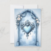 軽華美い青いアーチ形のフローラ。 サンキューカード (裏面)