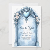 軽華美い青いアーチ形のフローラ。 セーブザデート (正面)