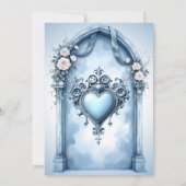 軽華美い青いアーチ形のフローラ。 セーブザデート (裏面)