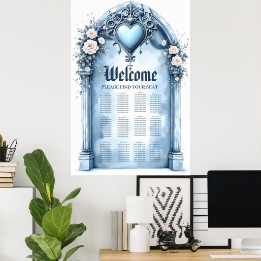 軽華美い青いアーチ形のフローラ。 ポスター (ホームオフィス)