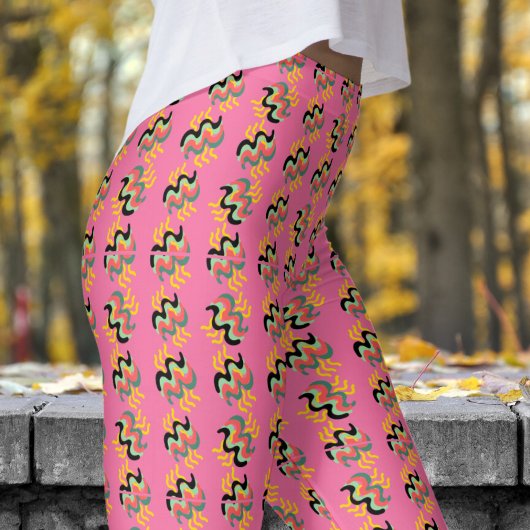 軽薄なシクラメンのピンクの指のパタ絵を描ン レギンス