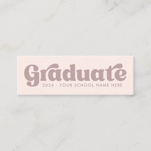 軽赤面ピンクのレトロな大学院生の卒業 スキニー名刺 (正面)