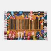 軽量化された足跡バーコードおもしろい足バーコード ドアマット (正面)