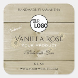 軽量木目製品包装ラベルとロゴ スクエアシール