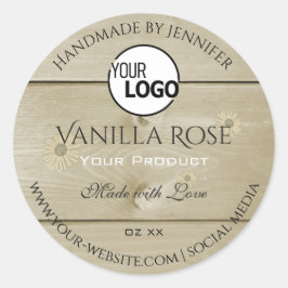 軽量木目製品包装ラベルとロゴ ラウンドシール