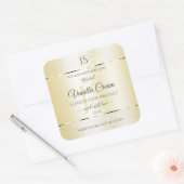 軽量金ゴールドクリームグリッター製品ラベルイニシャル スクエアシール (封筒)