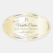 軽量金ゴールドクリームグリッター製品ラベルイニシャル 楕円形シール (正面)