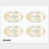 軽量金ゴールドクリームグリッター製品ラベルイニシャル 楕円形シール (シート)