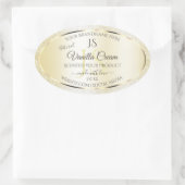 軽量金ゴールドクリームグリッター製品ラベルイニシャル 楕円形シール (バッグ)