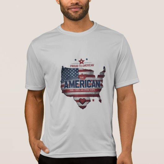 軽量USA国旗のマップシャツ Tシャツ (正面)