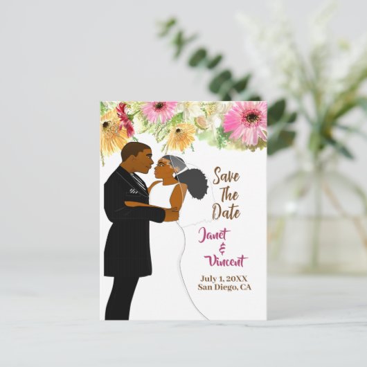 軽金ゴールドフローラアフリカ系アメリ結婚カ人 ポストカード (スタンド正面)