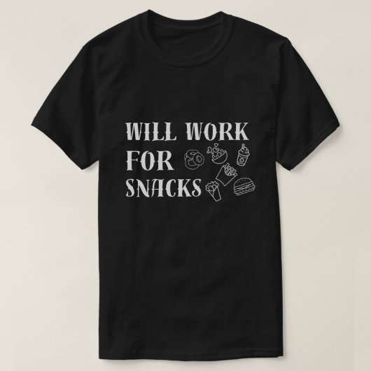 軽食に向けて動作する – 食おもしろい物愛好家デザイン Tシャツ (デザイン正面)