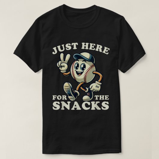 軽食のスポーツファンのためにちょうどここにある野球 Tシャツ (デザイン正面)