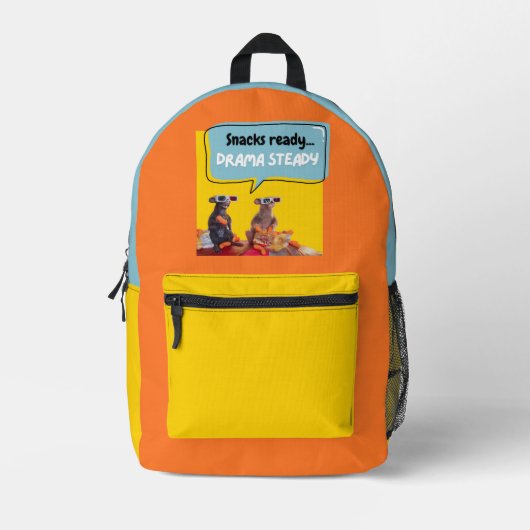 軽食の準備、ドラマの定常 プリントバックパック (正面)