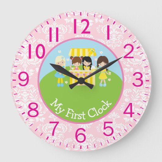軽食を出す女の子私の最初 ラージ壁時計 (正面)