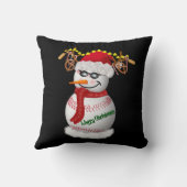 軽食飾付き野球人気がある雪だるま クッション (裏面)