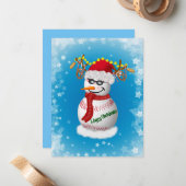 軽食飾付き野球人気がある雪だるま ノートカード (正面/裏面インサイチュ)