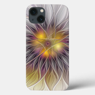 輝かしいカラフルな花、アブストラクトモダンフラクタル iPhone 13ケース