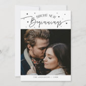 輝かしいスタート 新年の白い写真 シーズンカード (正面)