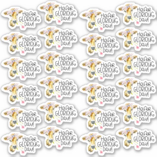 輝かしい一日かわいいハイファーの牛のパンを持っている シール (正面)