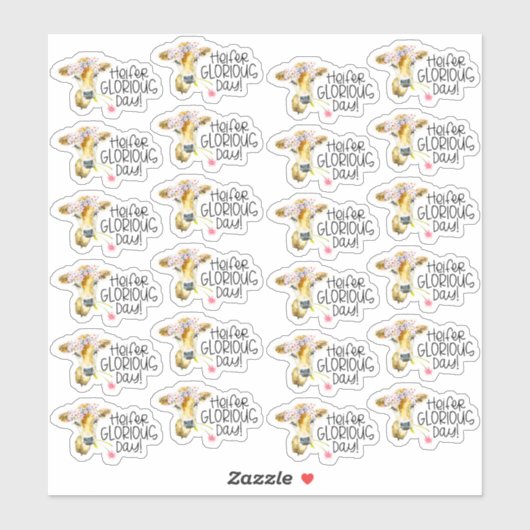 輝かしい一日かわいいハイファーの牛のパンを持っている シール (シート)