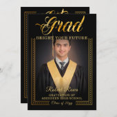 輝かしい未来を築く　～グラデュエート（卒業）金の手で未来を輝かせよう 招待状 (正面/裏面)