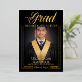 輝かしい未来を築く　～グラデュエート（卒業）金の手で未来を輝かせよう 箔招待状 (立ち正面)