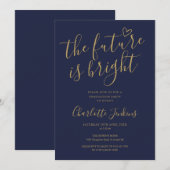 輝かしい未来 ゴールドスクリプト 卒業パーティー 招待状 (正面/裏面)
