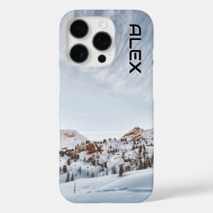 輝かしい空の下で雪をかぶった澄ん山 iPhone 16 PROケース
