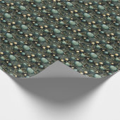 輝かしい金箔の緑:緑と金ゴールド ラッピングペーパー (角)