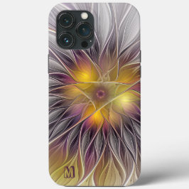 輝かしい カラフルな 花 アブストラクト フラクタル モノグラム iPhone 13 PRO MAXケース